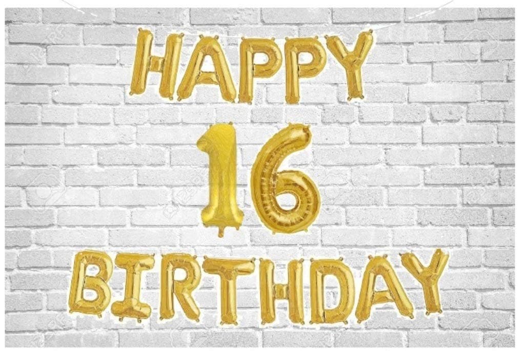Balloonistics Happy Birthday Letter Golden Foil Balloons and Number Golden Foil Balloon for Party Decoration (Number 16) thumbnail 1