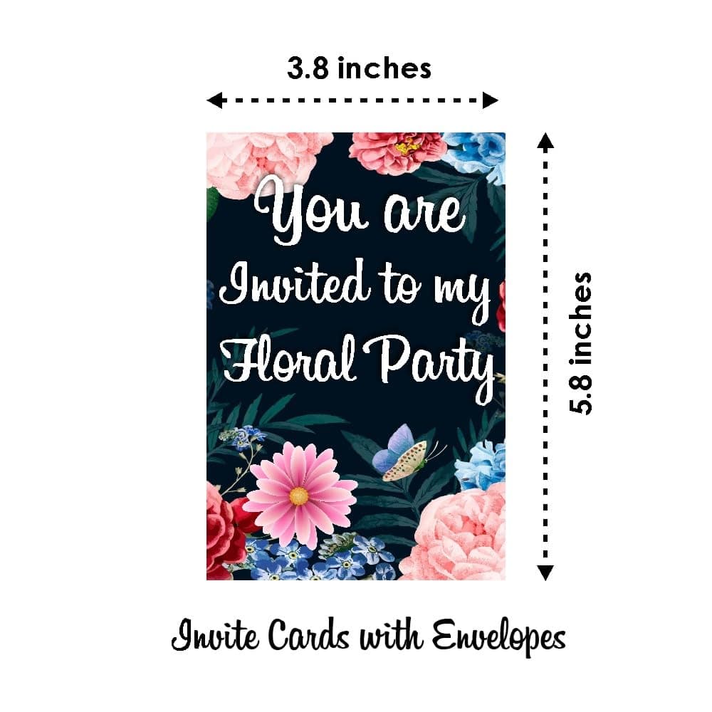 Balloonistics Floral Theme Birthday Invitation Cards (Pack of 10) with Envelopes - Double-Sided Premium Cardstock Invites for Garden Parties, Tea Parties & Spring Birthdays (Invite Cards - Pack of 10) thumbnail 6