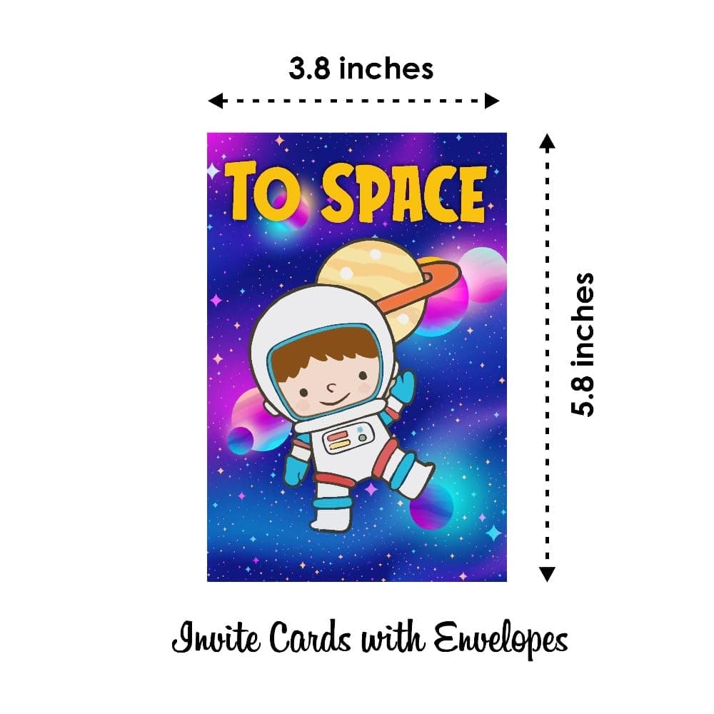 Balloonistics Space Theme Invitation Cards Double-Sided Cardstock Invites Party Supplies for Kids Birthdays (Invite Cards - Pack of 10) thumbnail 6