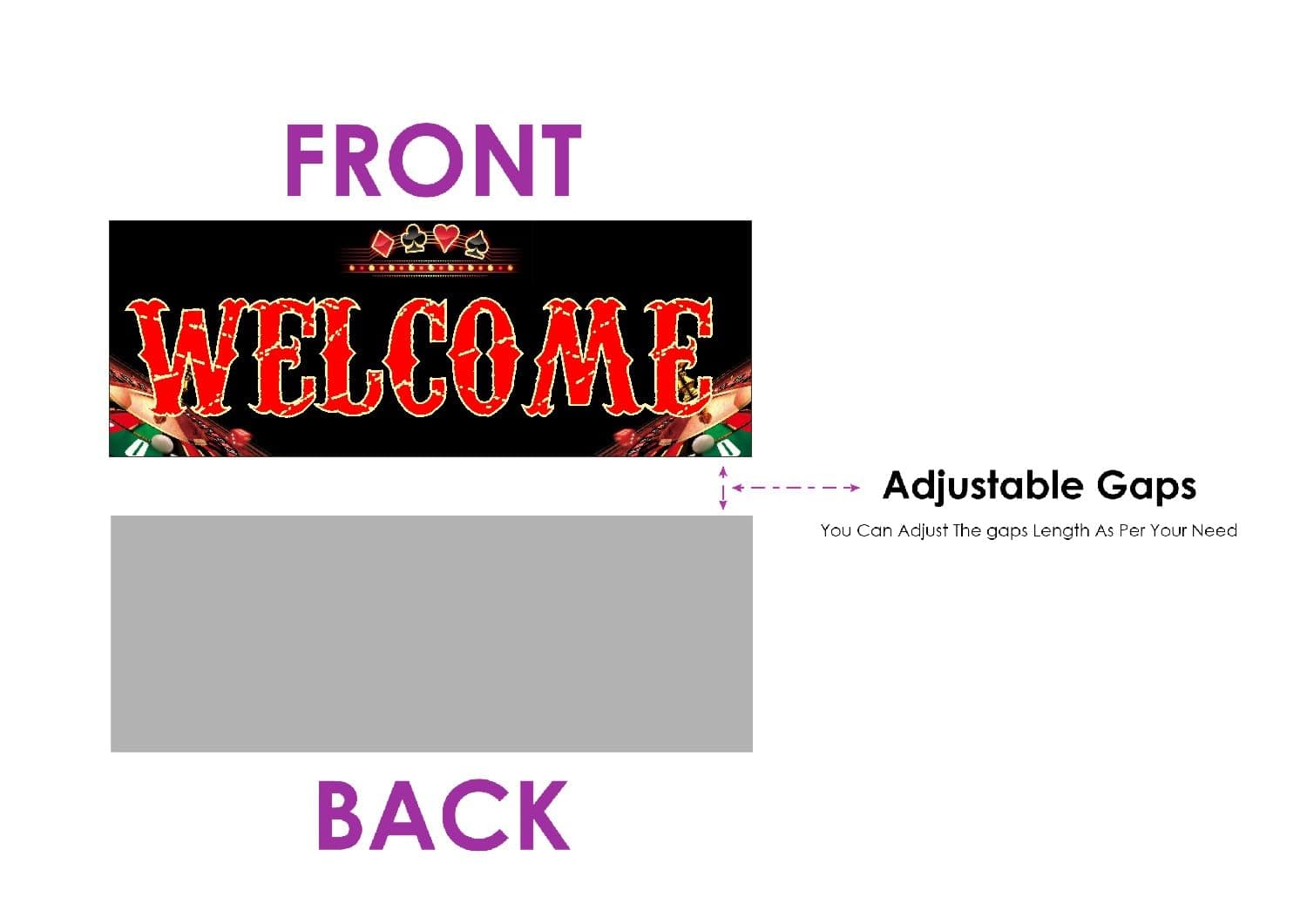 Balloonistics Casino Theme Welcome Board (2.3 Feet) - Las Vegas Style Hanging Entrance Decoration for Birthday Parties & Poker Nights - Large Cardstock Welcome Sign with Ribbons for Indoor & Outdoor Use (Welcome Outdoor Board) thumbnail 5