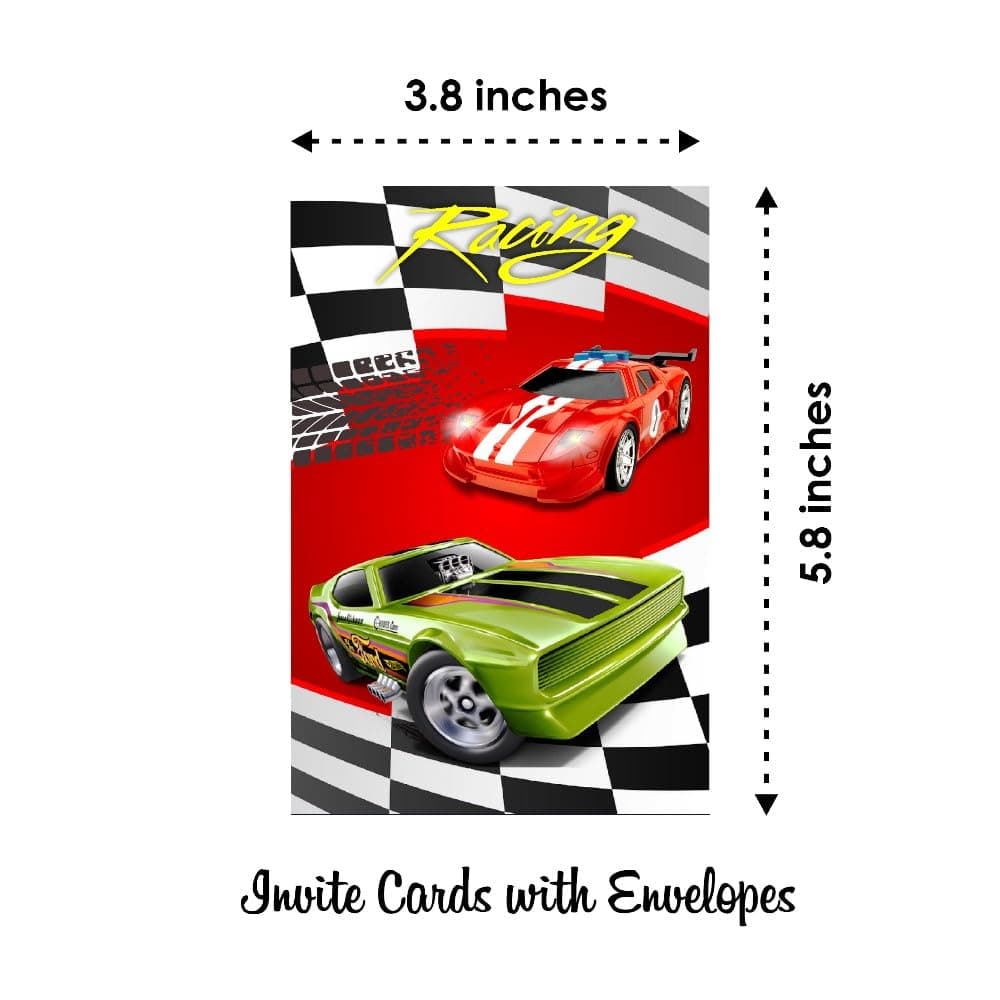 Balloonistics Sports Car Theme Birthday Invitations - Pack of 10 Premium Matte Fill-In Cards - Racing & Supercar Party Invites with Matching Envelopes - Double-Sided Cardstock Fast One & Two Fast Stationery (Invite Cards - Pack of 10) thumbnail 6