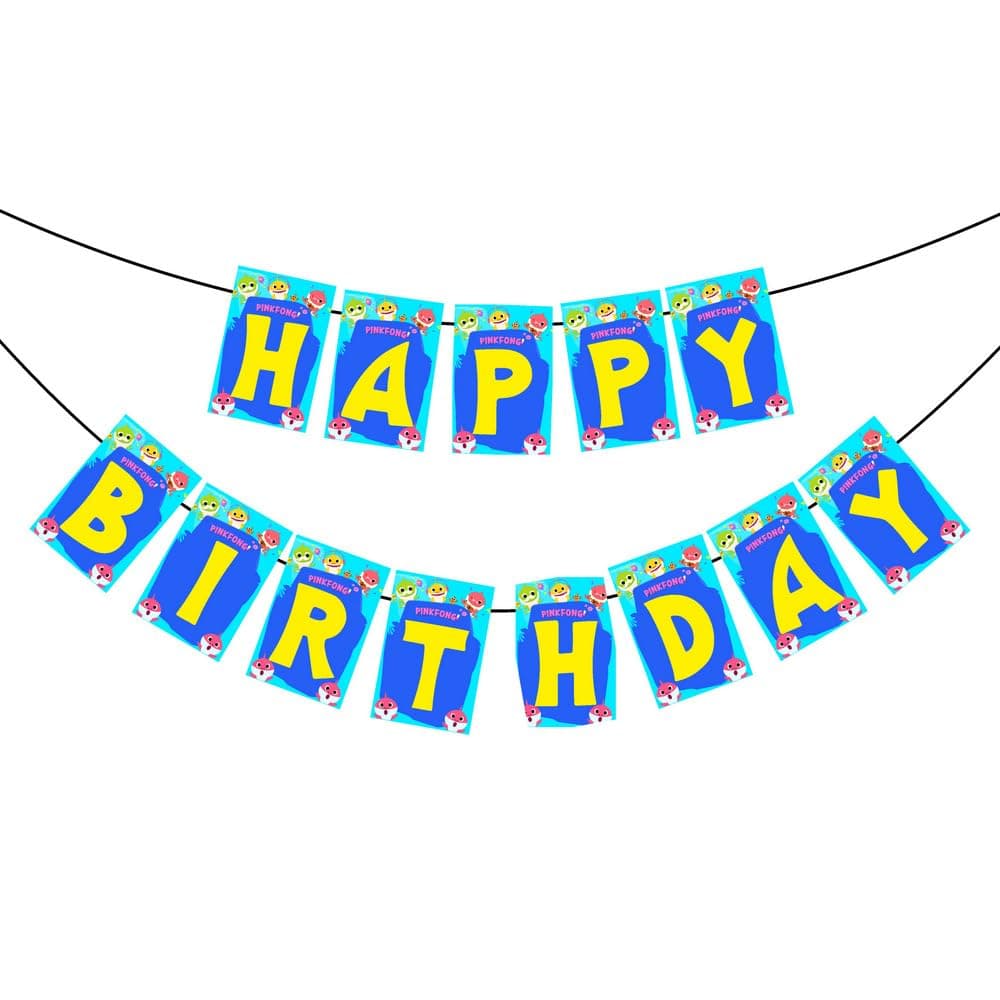 Balloonistics Little Shark Happy Birthday Banner Cardstock Decorations for Kids Birthday Backdrop Sign with Ribbon for Indoor and Outdoor (Happy Birthday Banner) thumbnail 2