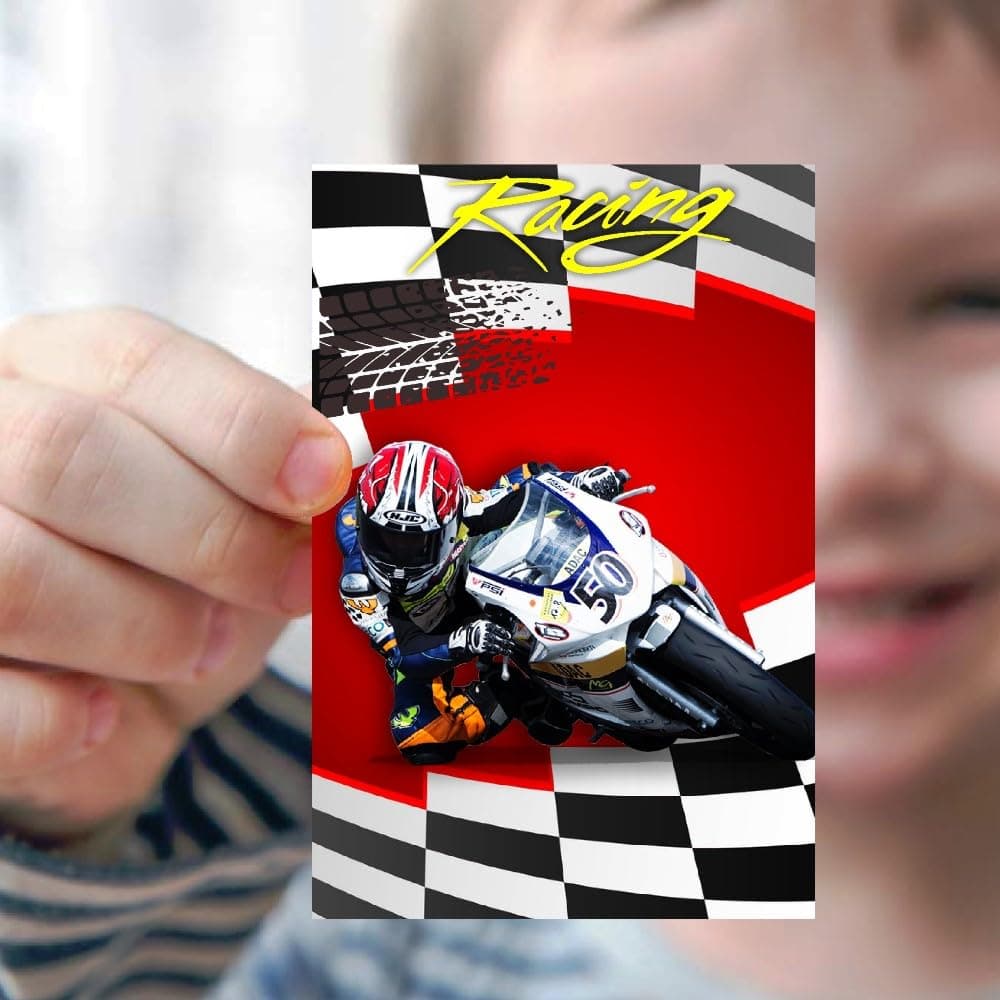 Balloonistics Sports Bike Theme Birthday Invitations - Pack of 10 Premium Matte Fill-In Cards - Racing & Superbike Party Invites - Double-Sided Cardstock Fast One & Two Fast Stationery (Invite Cards - Pack of 10) thumbnail 2