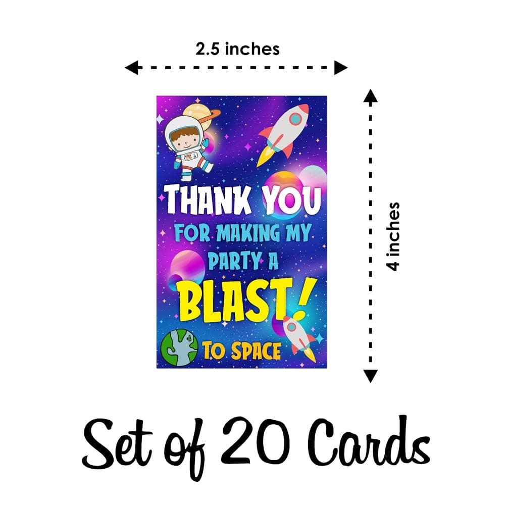 Balloonistics Space Theme Thank You Cards for Return Gifts Premium Cardstock Party Notes Birthday Supplies for Kids (Thank you Cards - Pack of 20) thumbnail 6