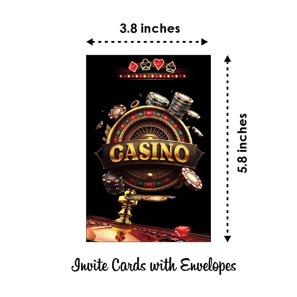 Balloonistics Casino Theme Birthday Invitation Cards (Pack of 10) with Envelopes - Double-Sided Premium Cardstock Invites for Poker Night, Las Vegas Style & Casino Royale Parties (Invite Cards - Pack of 10) thumbnail 6