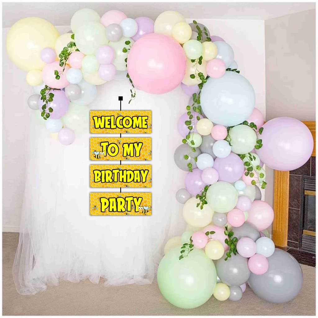 Balloonistics Honey Bee "Welcome" Board 2.3 Feet Large Cardstock Honey Bee Theme Party Decorations Hanging Welcome Sign with Ribbon for Birthday, Indoor & Outdoor (Welcome Outdoor Board) thumbnail 4