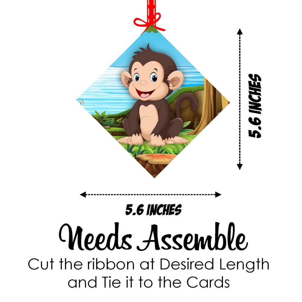 Balloonistics Monkey Theme Party Hangings - Pack of 12 Jungle Safari Ceiling Decorations - Premium Cardstock Animal Cutouts with Swirls, Cute Monkey Birthday Decor for Boys & Girls (Hangings - Pack of 12) thumbnail 7
