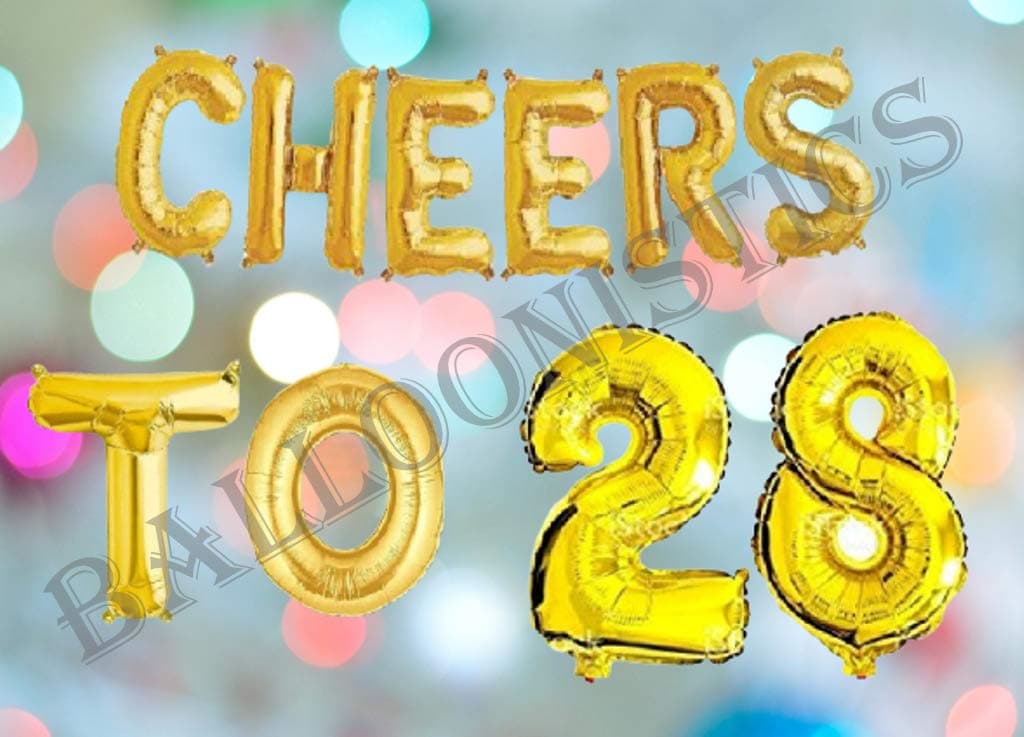 Balloonistics Cheers to Twenty Eight Foil Balloon Combo – “Cheers to 28” & Number 28 Foil Balloon Set for 28th Birthday & Anniversary Party Decorations thumbnail 2