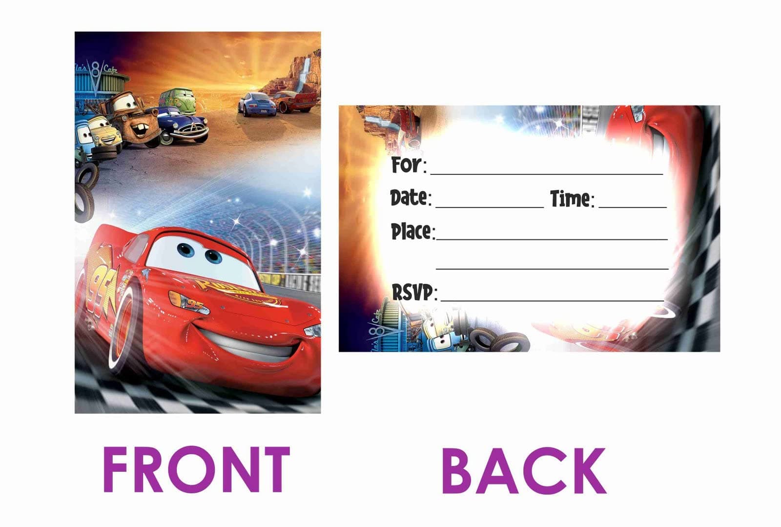 Balloonistics Car Theme Birthday Invitation Cards – Pack of 10 Cards with Envelopes for Kids' Vehicle-Themed Parties thumbnail 2