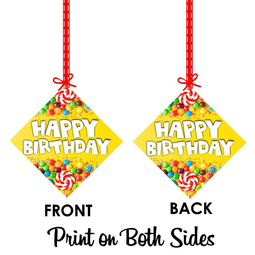 Balloonistics Candy Theme Happy Birthday Hanging Decorations - Pack of 12 Double-Sided Cardstock Swirls & Cutouts - Sweet One, Candyland, and Lollipop Party Supplies, Includes Ribbons & Hooks (Hangings - Pack of 12) thumbnail 8