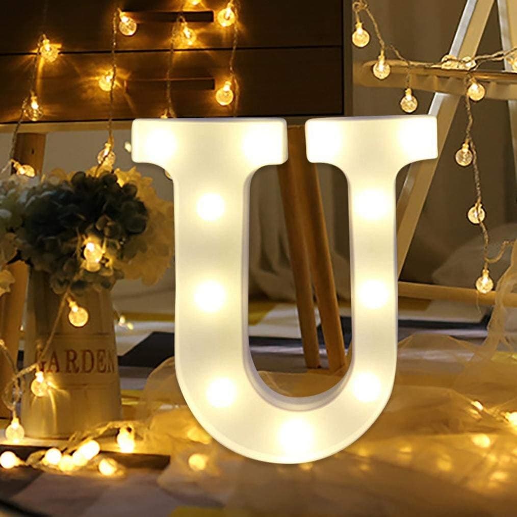 Balloonistics LED Marquee Letter 'U' Light | 9-Inch Warm White Glow | Cordless Battery-Operated Standing Alphabet Sign for Birthdays, Weddings, Nurseries & Personalised Home Décor thumbnail 1
