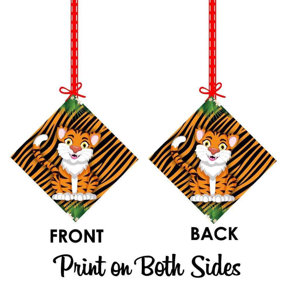 Balloonistics Tiger Theme Happy Birthday Hanging Decorations -Double-Sided Cardstock Cutouts -Jungle Safari & Wild One Party Supplies Includes Ribbons-Orange & Black Tiger Decor ( Hanging Pack of 12) thumbnail 8