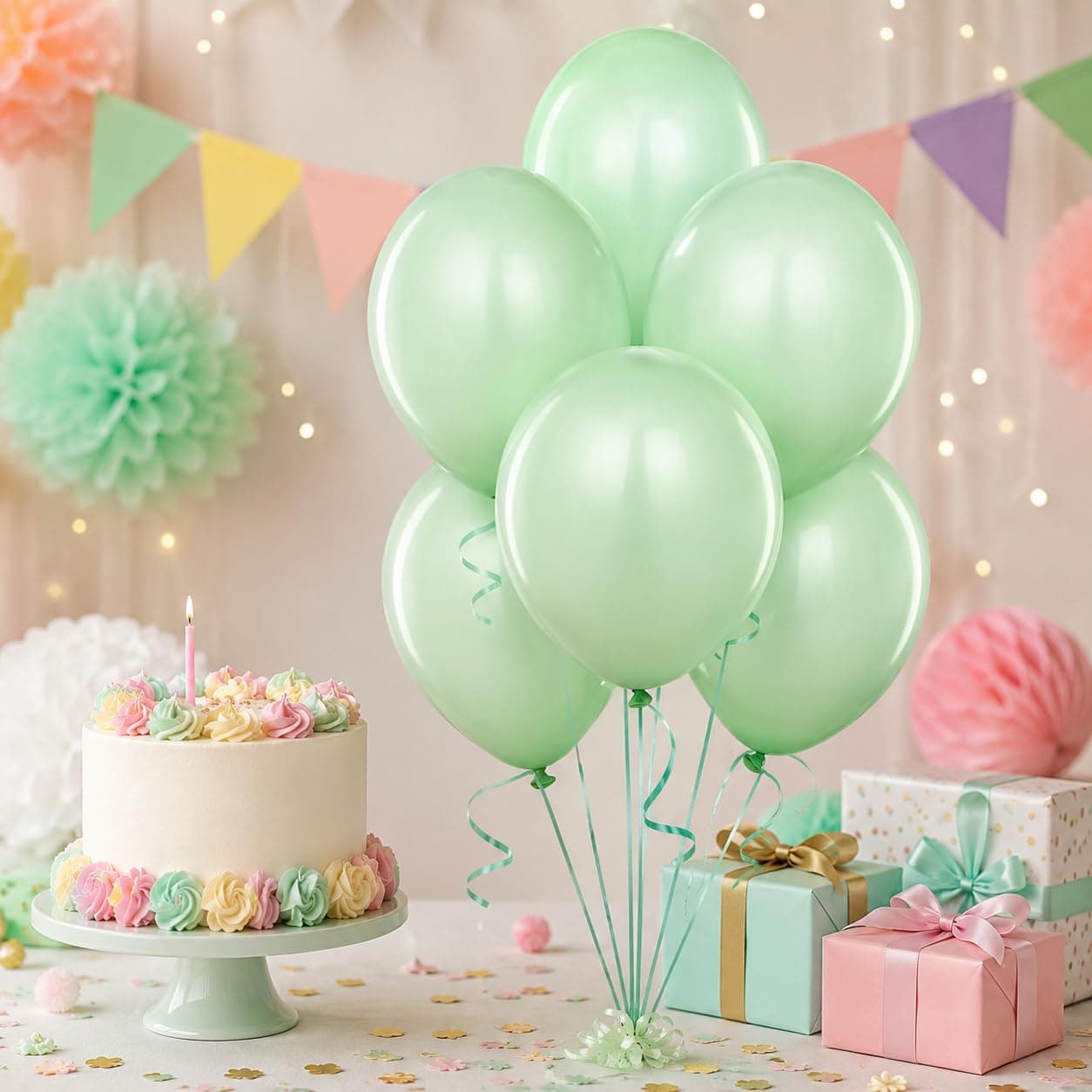 Balloonistics 50-Pack Pastel Green Latex Balloons – Soft Matte Finish Balloons for Baby Shower, Garden Party, Jungle Theme & Birthday Decoration thumbnail 1