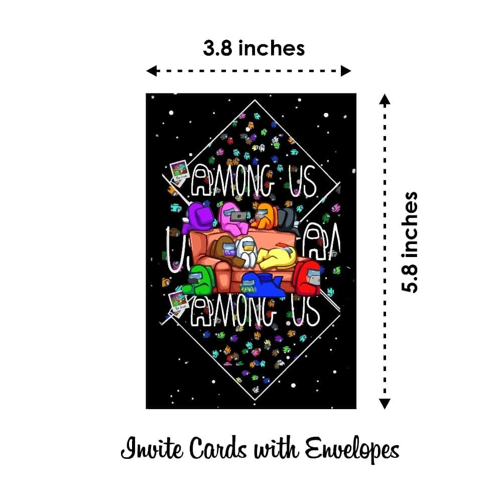Balloonistics Among Theme Birthday Invitation Cards Double-Sided Premium Cardstock Invites Party Supplies for Birthdays (Invite Cards - Pack of 10) thumbnail 6