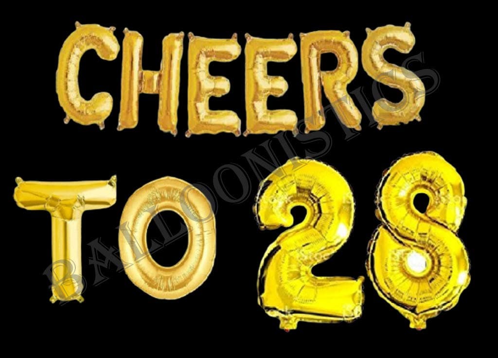 Balloonistics Cheers to Twenty Eight Foil Balloon Combo – “Cheers to 28” & Number 28 Foil Balloon Set for 28th Birthday & Anniversary Party Decorations thumbnail 3