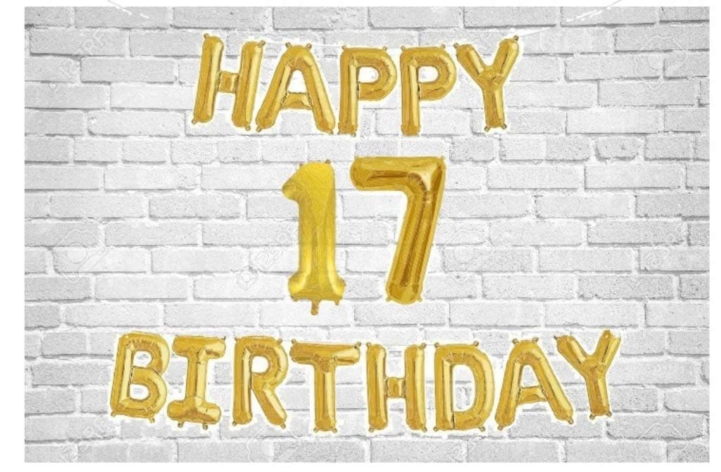Balloonistics Happy Birthday Letter Golden Foil Balloons and Number Golden Foil Balloon for Party Decoration (Number 17) thumbnail 1