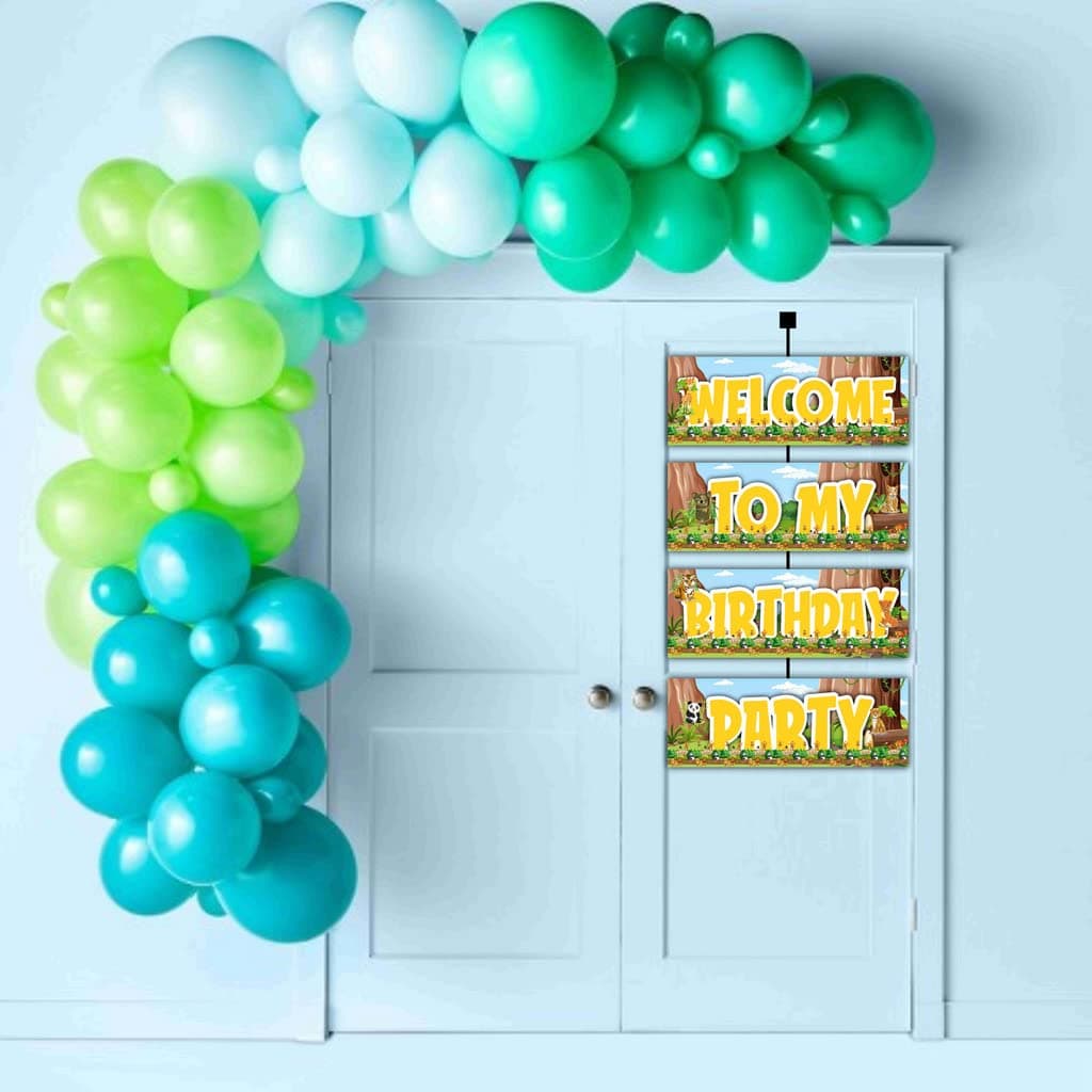 Balloonistics Zoo Theme Welcome Board - Large 2.3 Feet Cardstock Entrance Sign for Indoor & Outdoor Use - Safari Birthday Party Decorations featuring Lion, Giraffe, & Zebra (Welcome Outdoor Board) thumbnail 3