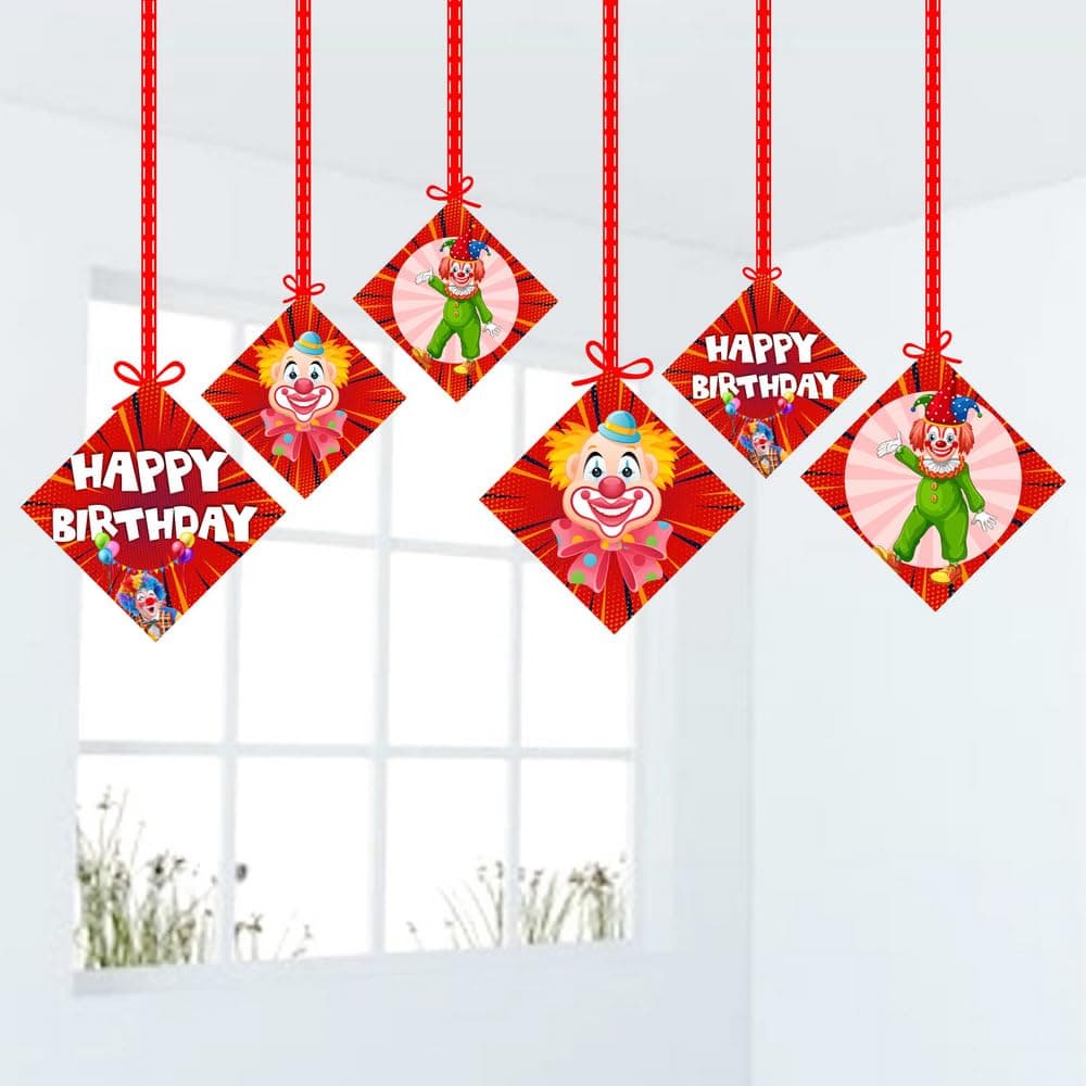 Balloonistics Joker Theme Party Hangings - Pack of 12 Grinning Villain Ceiling Decorations - Premium Cardstock Purple & Green Hanging Cutouts, Gotham City Chaos Birthday Decor for Comic Fans (Hangings - Pack of 12)
