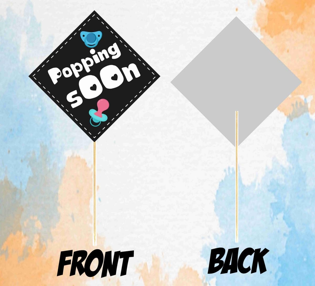 Balloonistics Baby Shower Photo Booth Props - Pre-Assembled Cardstock Props on Sticks - Boho & Floral Themes - Fun "Mom-to-Be," and Baby Icon Photo Accessories for Boys & Girls ( Pack of 10) thumbnail 3