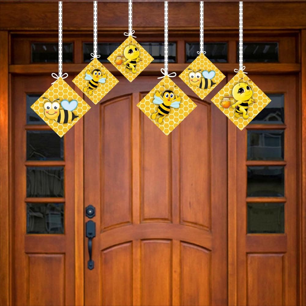 Balloonistics Honey Bee Hanging Decorations Double-Sided Cardstock Honey Bee Theme Party Supplies Hanging Ornaments with Ribbon for Birthday (Hangings - Pack of 12) thumbnail 3