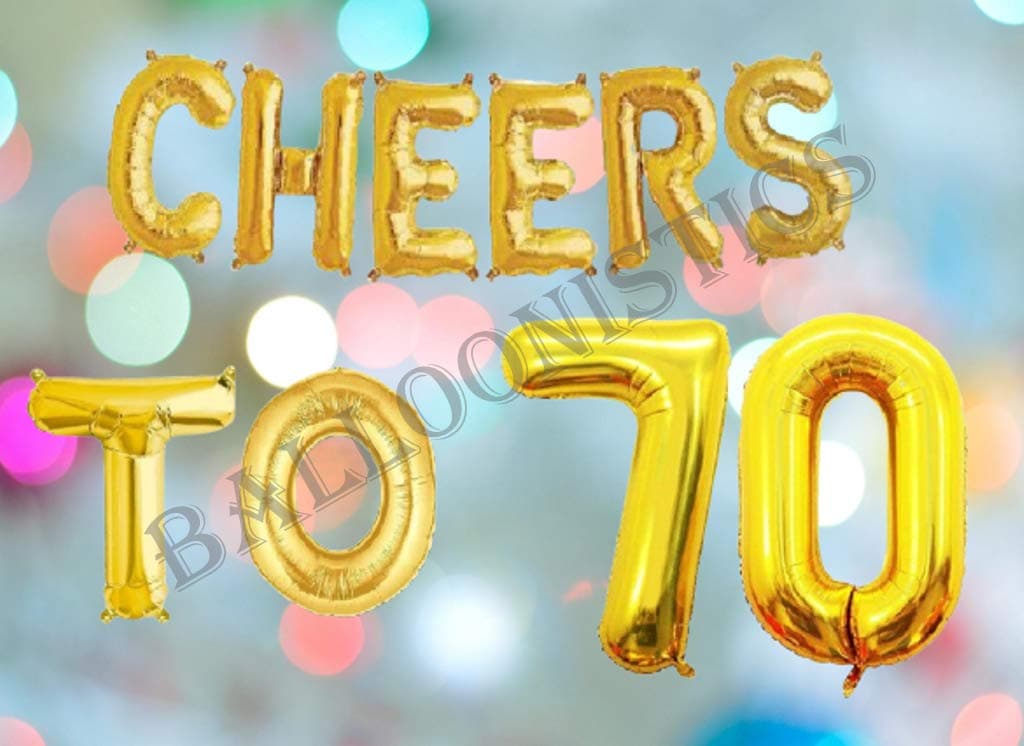 Balloonistics Cheers to Seventy Foil Balloon Combo Number 70 Foil balloon for Birthday and Anniversary thumbnail 3