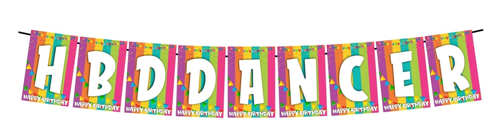 Balloonistics HBD Dancer Happy Birthday Banner - Vibrant Rainbow & Bunting Cardstock Bunting - Dance Studio, Recital & Performer Decorations, "Happy Birthday Dancer" Backdrop thumbnail 1