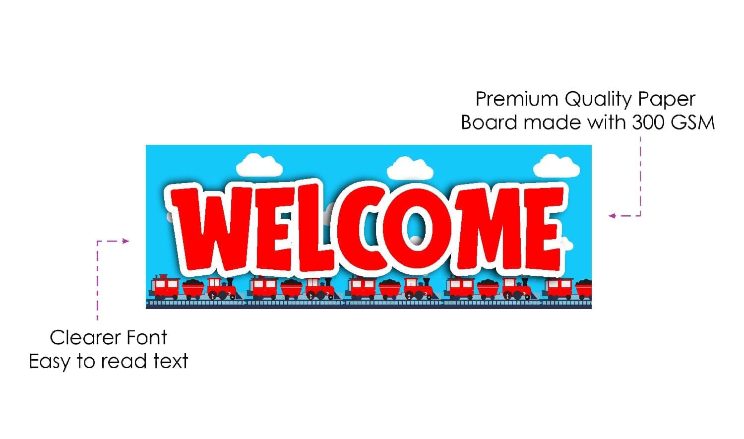 Balloonistics Train Birthday Theme Welcome Board 2.3 Feet Steam Engine Rail Decoration for Indoor and Outdoor Durable Cardstock Party Sign with Ribbon (Welcome Outdoor Board) thumbnail 6