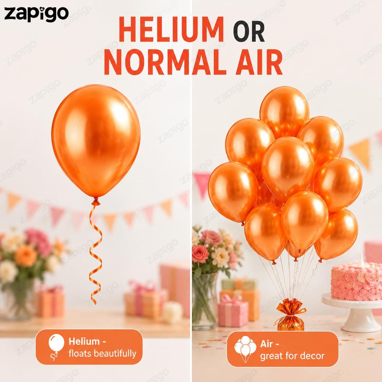 Balloonistics 10 Inch HD Metallic Shiny Balloons for Birthday Decoration, Decoration for Weddings, Engagement, Baby Shower, 1st Birthday, Anniversary, Birthday Party (Pack Of 50) (Orange) thumbnail 4