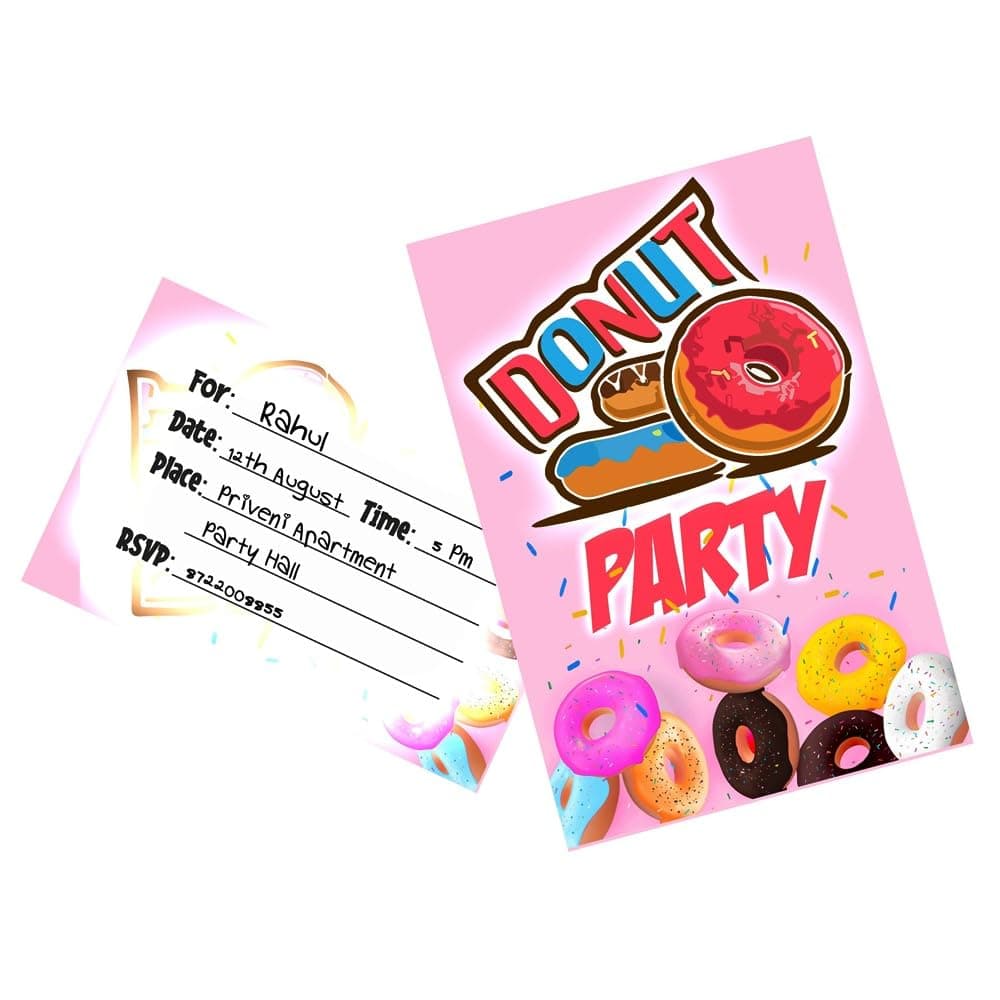 Balloonistics Donut Theme Birthday Invitation Cards - Pack of 10 Fill-In Invitations with Envelopes - Double-Sided Cardstock, Sweet One & Donut Grow Up Party Supplies for Kids (Invite Cards - Pack of 10) thumbnail 1