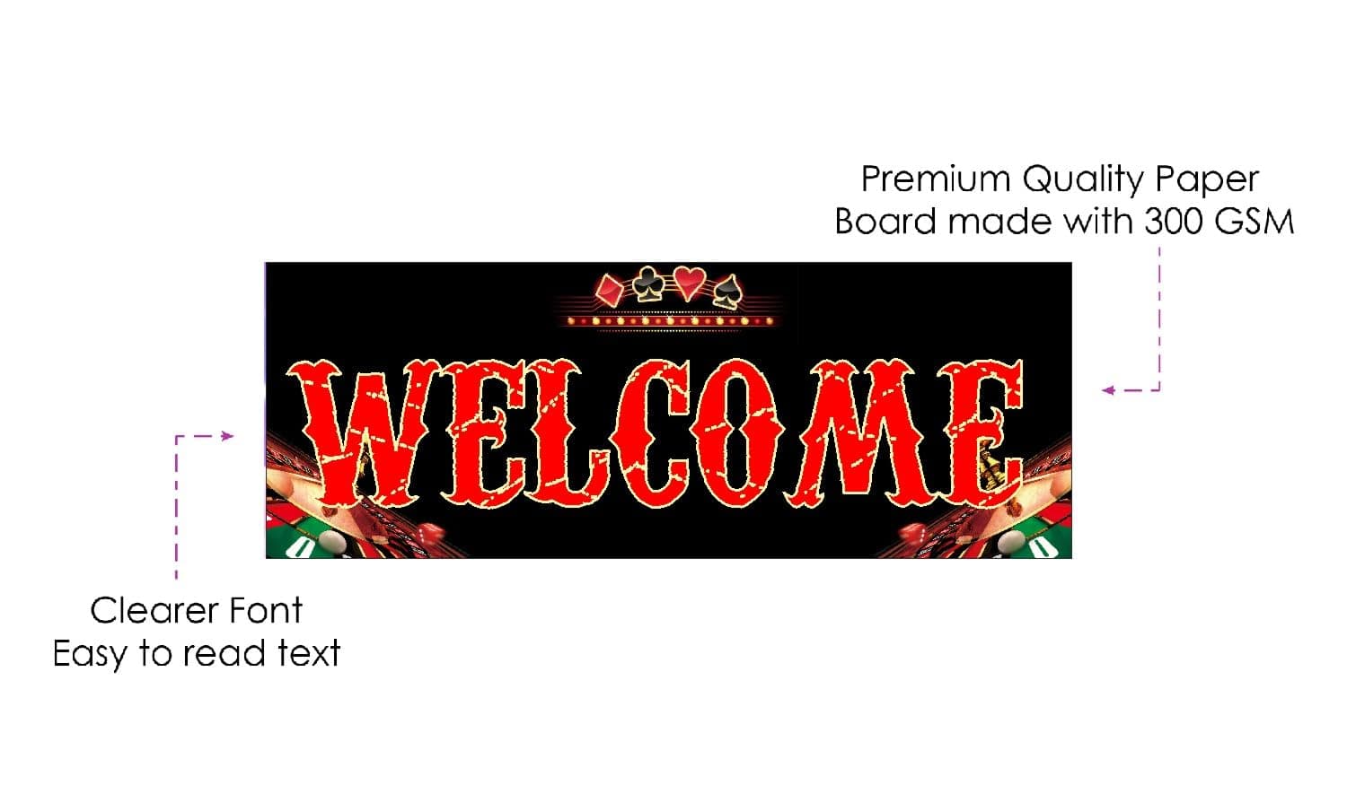 Balloonistics Casino Theme Welcome Board (2.3 Feet) - Las Vegas Style Hanging Entrance Decoration for Birthday Parties & Poker Nights - Large Cardstock Welcome Sign with Ribbons for Indoor & Outdoor Use (Welcome Outdoor Board) thumbnail 6