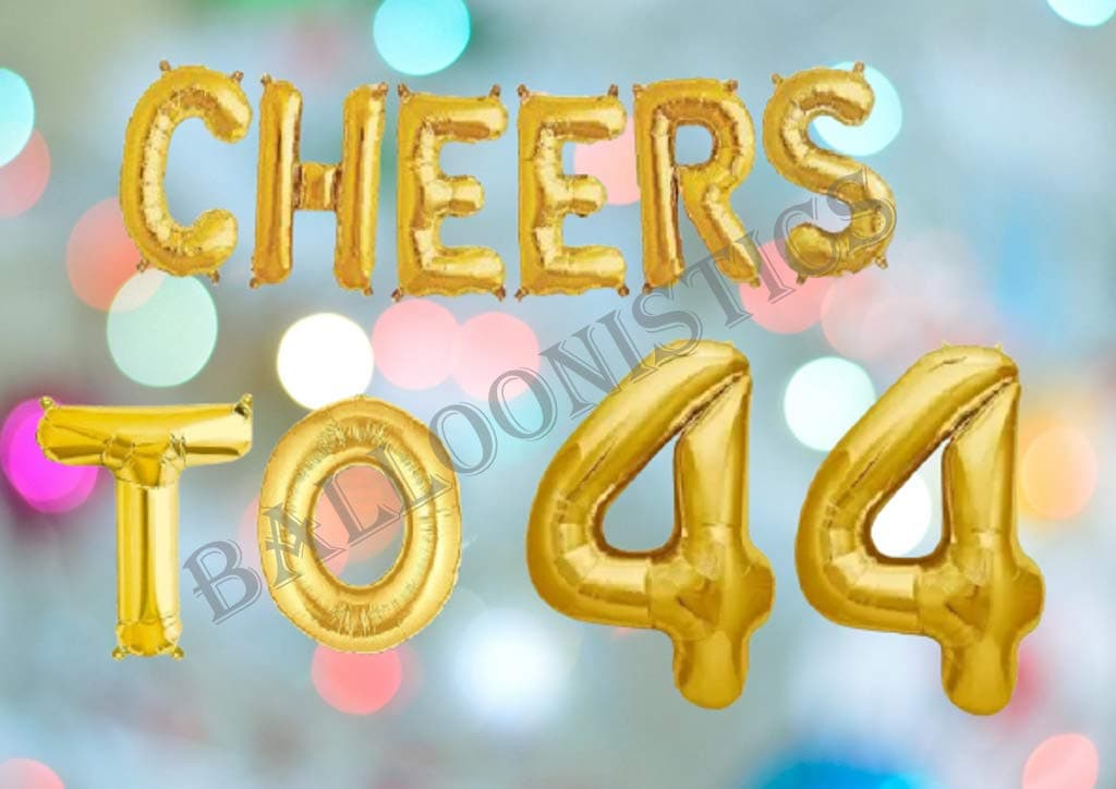 Balloonistics Cheers to Forty Four Foil Balloon Combo – “Cheers to 44” & Number 44 Foil Balloon Set for 44th Birthday & Anniversary Party Decorations thumbnail 3