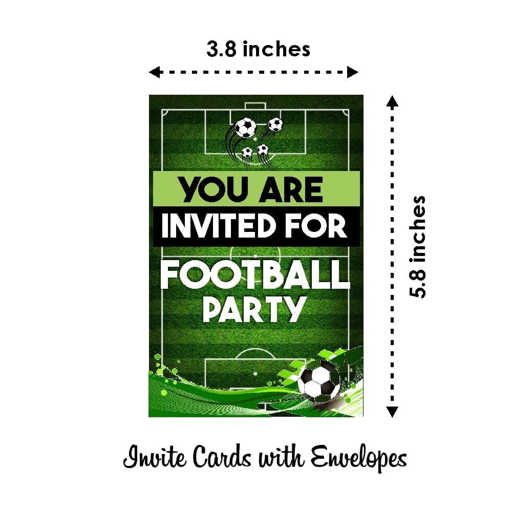 Balloonistics Football Theme Birthday Invitation Cards with Envelopes - Double-Sided Premium Cardstock Soccer Invites for Boys & Sports Fans - 5x7 Inch Game Day Fill-in Invitations for Kids & Teens (Invite Cards - Pack of 10) thumbnail 6