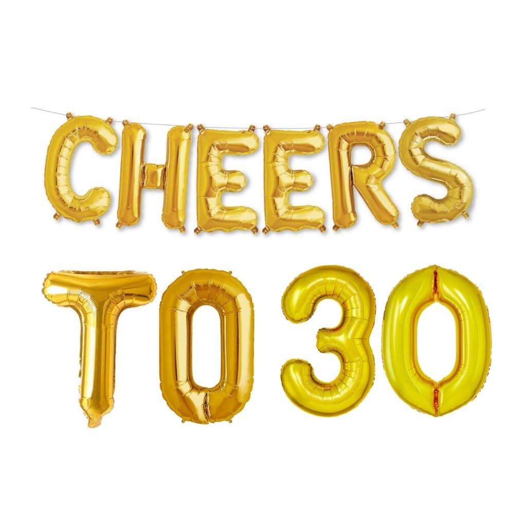 Balloonistics Cheers to Thirty Foil Balloon Combo – “Cheers to 30” & Number 30 Foil Balloon Set for 30th Birthday & Third Decade Milestone Party Decorations thumbnail 1