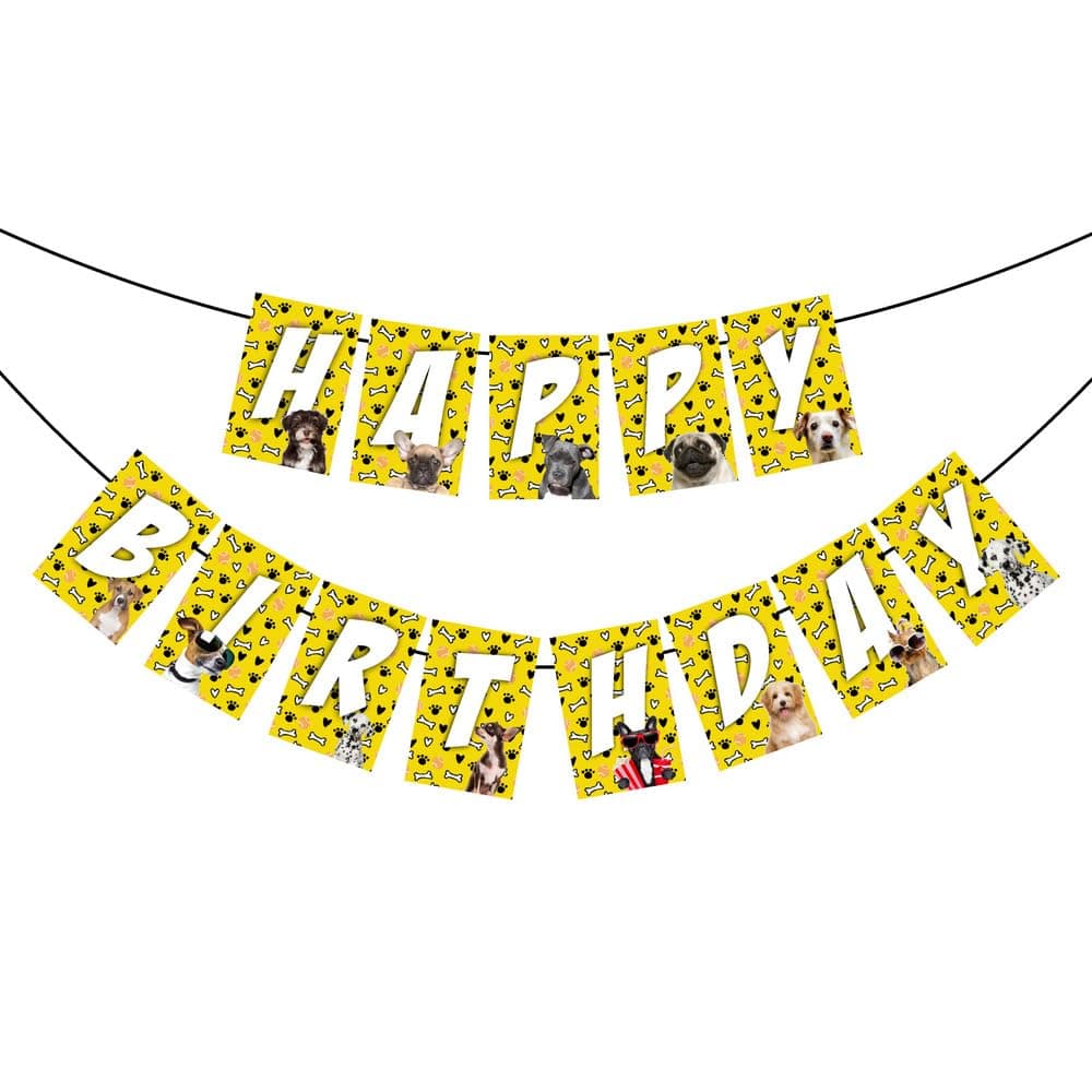 Balloonistics Dog Theme Happy Birthday Banner - Puppy & Paw Print Cardstock Bunting for Kids and Pet Birthdays - Let’s Paw-ty & Doggy Theme Party Supplies, Animal Lover Backdrop thumbnail 2