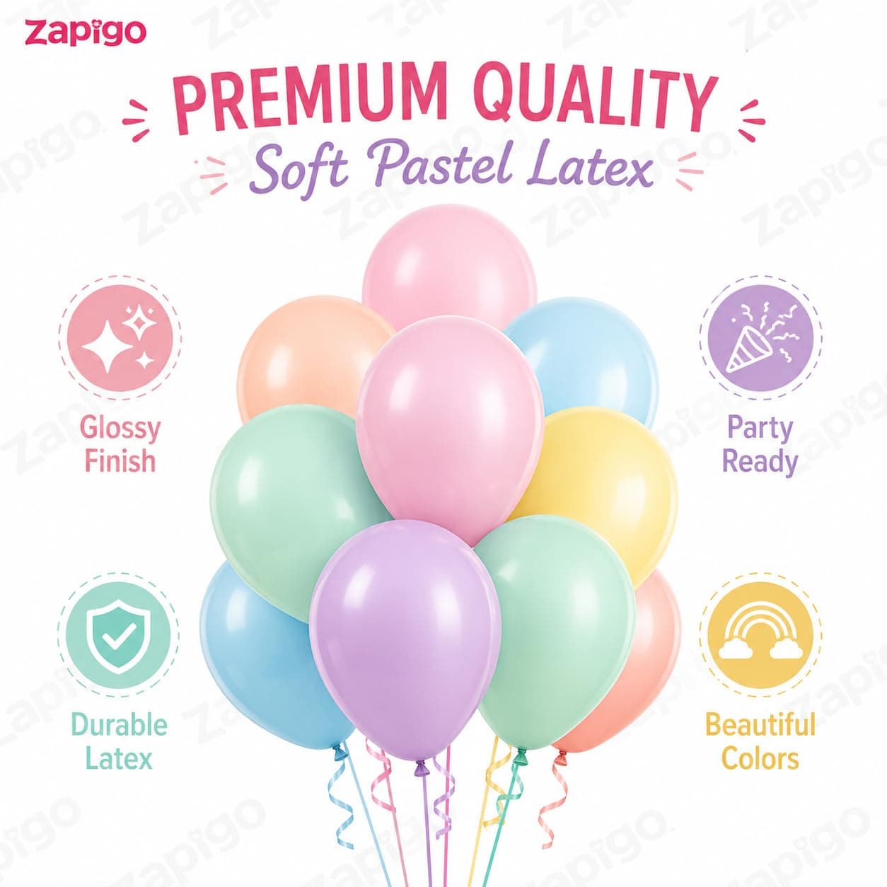 Balloonistics 25-Pack Pastel Multicolour Latex Balloons – Soft Matte Assorted Balloons for Baby Shower, Kids Birthday, Boho & Dreamy Party Decoration thumbnail 2