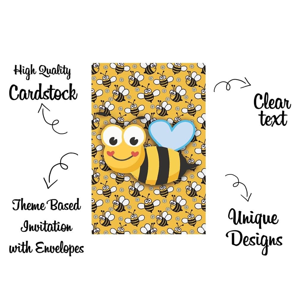 Balloonistics Honey Bee Birthday Invitation Cards Premium Double-Sided Cardstock Honey Bee Theme Party Invites for Kids Birthdays (Invite Cards - Pack of 10) thumbnail 5