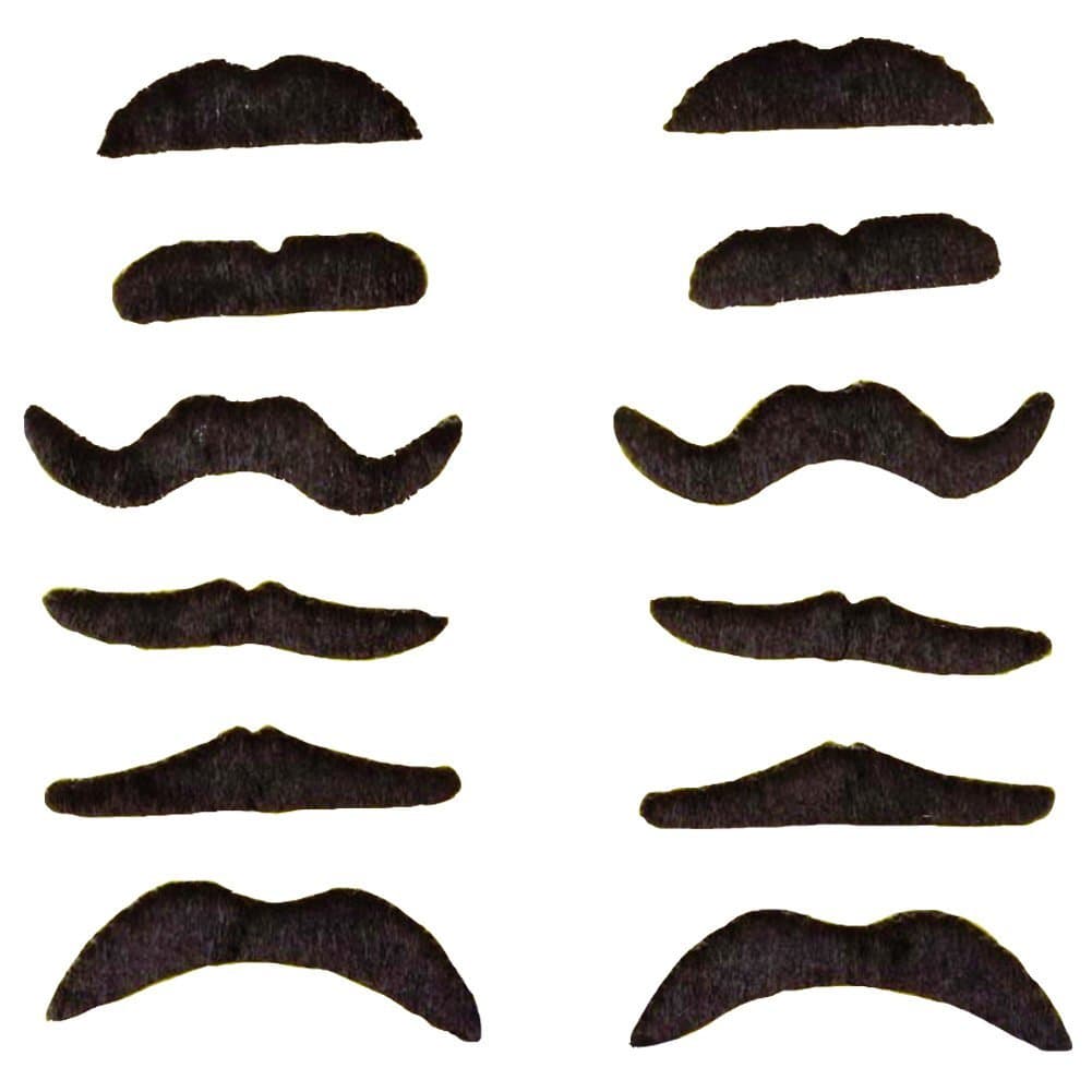 Balloonistics 12-Piece Self-Adhesive Fake Moustache Set – Assorted Handlebar, Mexican & Smarty Styles for Photo Booth, Fancy Dress, Masquerade & Party Fun (Pack of 12) thumbnail 2