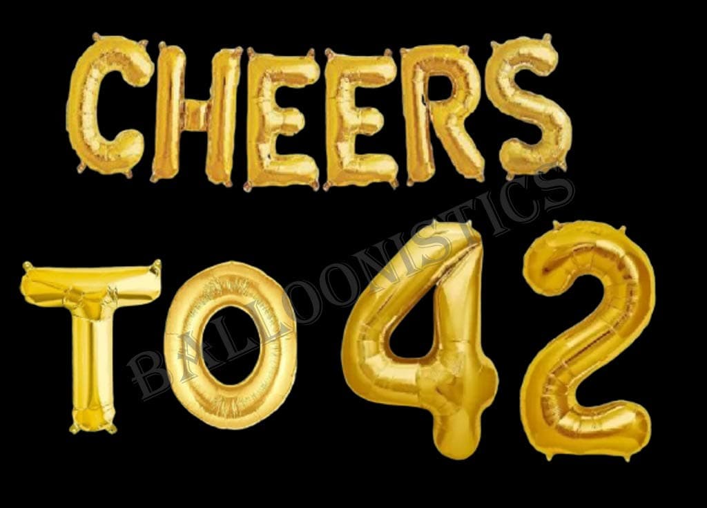 Balloonistics Cheers to Forty Two Foil Balloon Combo – “Cheers to 42” & Number 42 Foil Balloon Set for 42nd Birthday & Anniversary Party Decorations thumbnail 2