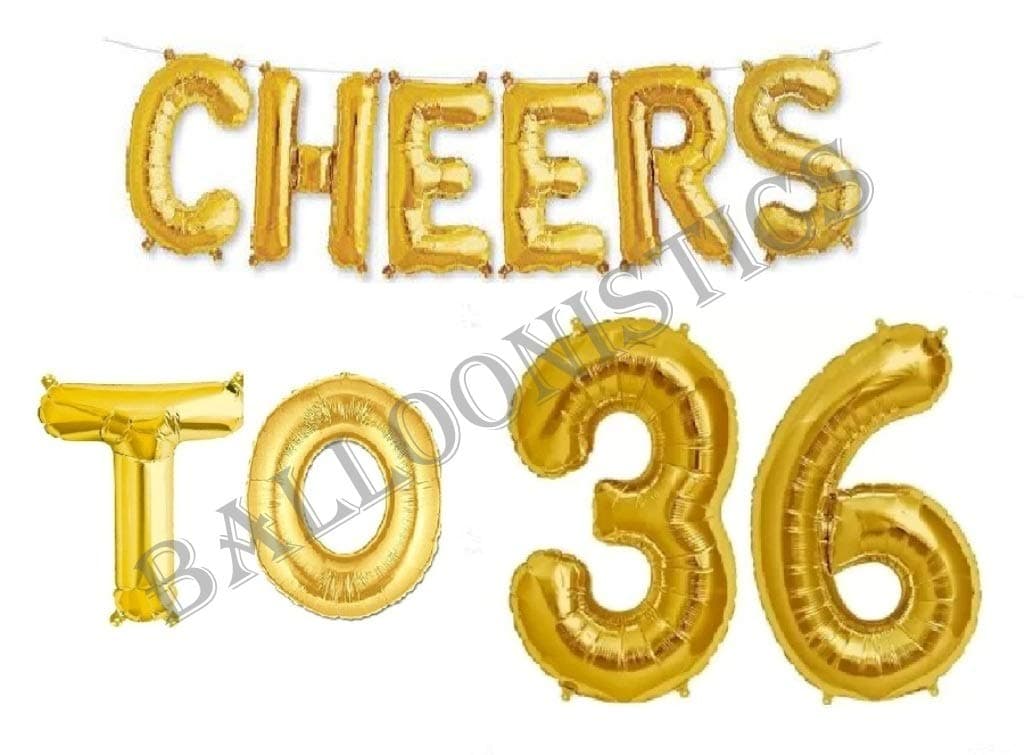 Balloonistics Cheers to Thirty Six Foil Balloon Combo – “Cheers to 36” & Number 36 Foil Balloon Set for 36th Birthday & Anniversary Party Decorations thumbnail 1