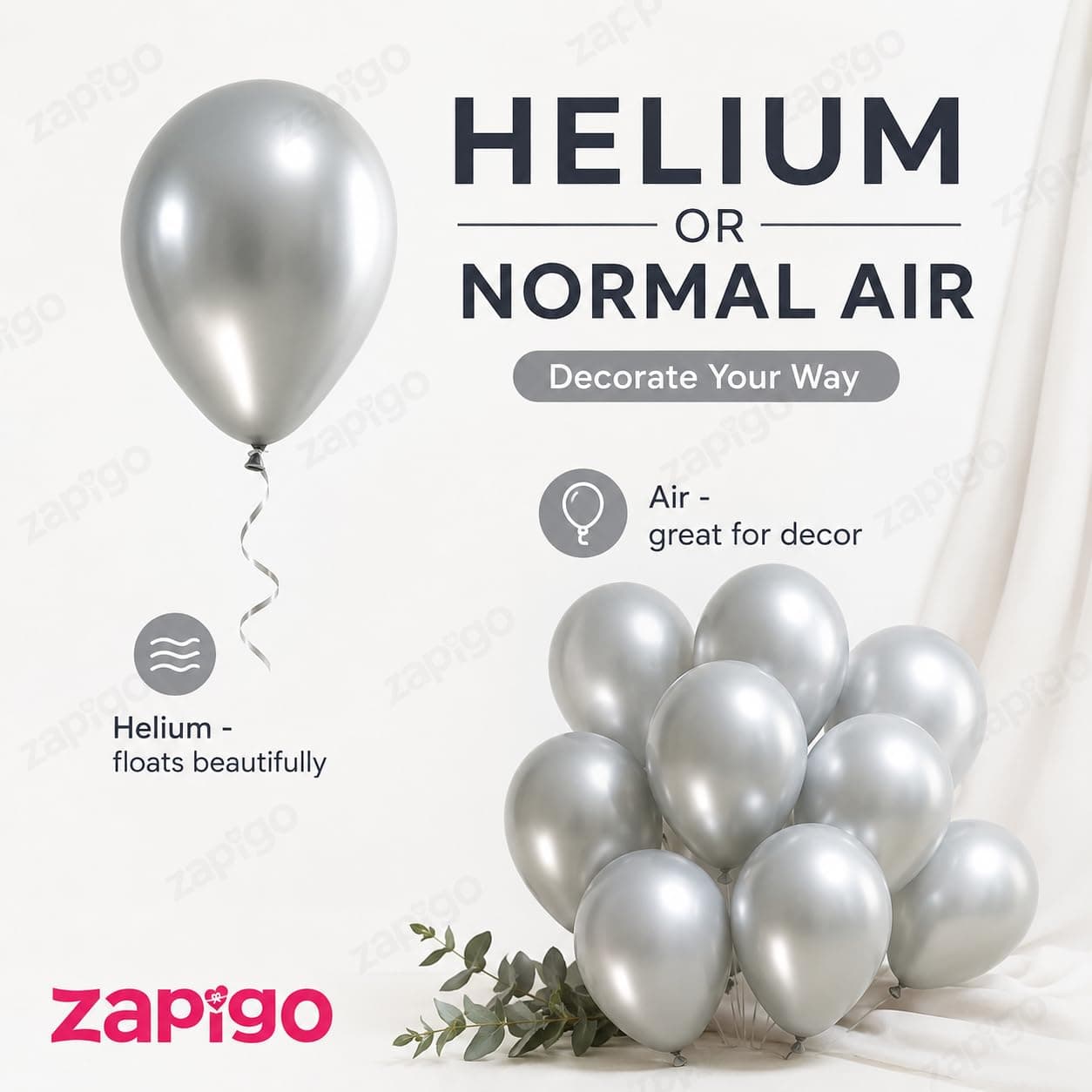 Balloonistics 10 Inch HD Metallic Shiny Balloons for Decoration, Decoration for Weddings, Engagement, Baby Shower, 1st Birthday, Anniversary, Birthday Party (Pack Of 50) (Silver) thumbnail 4