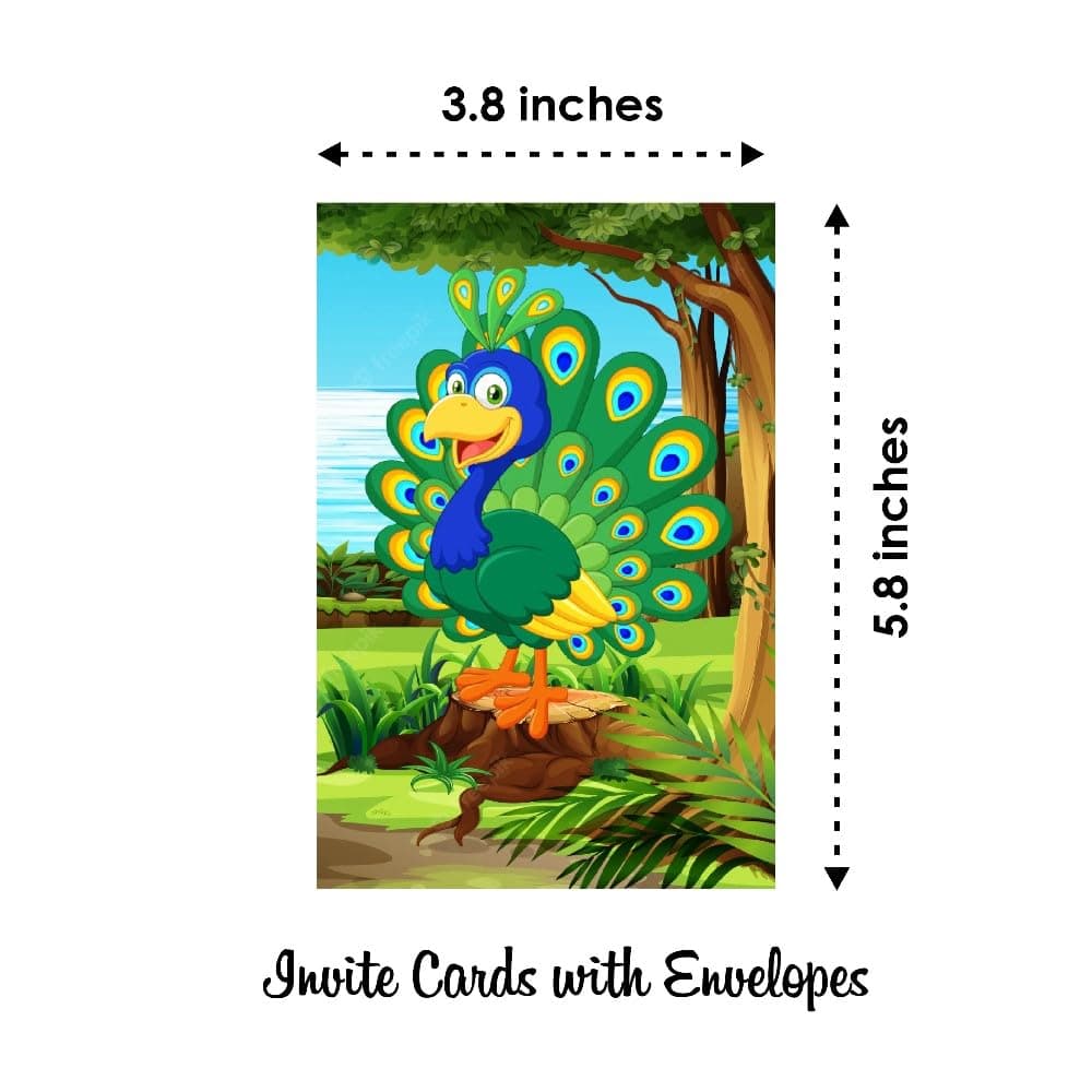 Peacock Theme Invitation Cards (Pack of 10) - Majestic Teal & Gold Fill-In Invitations with Envelopes - Royal Indian Bird & Plumage Stationery, Elegant Party Invites for Birthdays (Invite Cards - Pack of 10) thumbnail 6