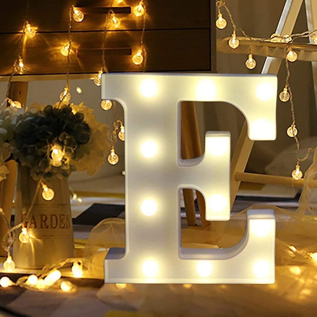 Balloonistics LED Marquee Letter 'E' Light | 9-Inch Warm White Glow | Cordless Battery-Operated Standing Alphabet Sign for Birthdays, Engagements, Weddings & Personalised Home Décor thumbnail 1