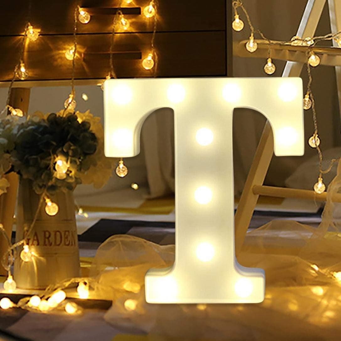 Balloonistics Warm White LED Marquee Letter T Light – 9 Inch Cordless Battery-Operated Standing Alphabet Sign for Birthday, Wedding & Personalised Home Decor thumbnail 1