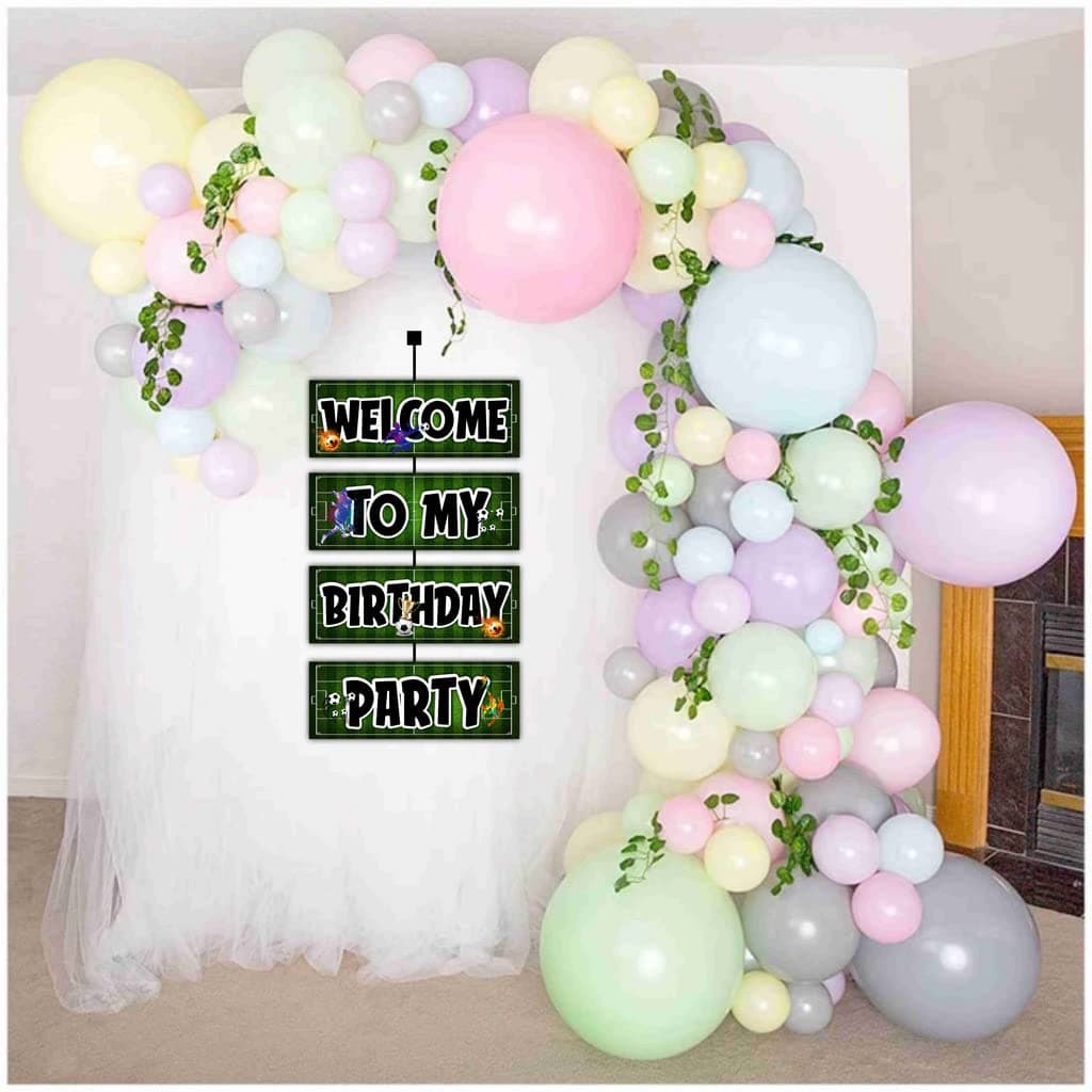 Balloonistics Football Theme Birthday Welcome Board (2.3 Feet) - Large Soccer Stadium Entrance Sign for Boys & Sports Fans - Premium Cardstock Game Day Party Decor with Ribbons for Indoor & Outdoor Use (Welcome Outdoor Board) thumbnail 4