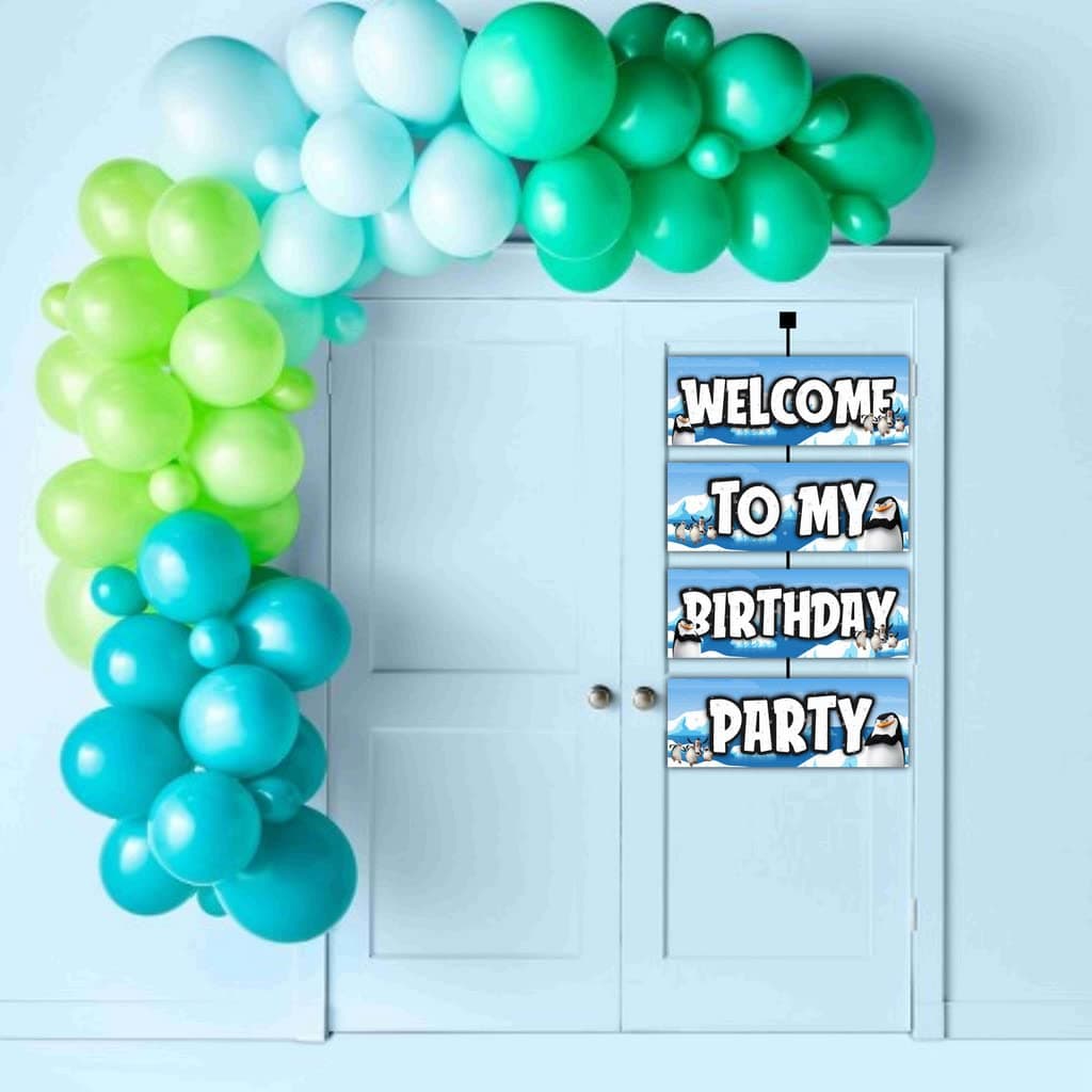 Balloonistics Penguin Birthday Welcome Board - 2.3 Feet Large Cardstock Party Sign - Cute Winter Theme Entryway Decor for Indoor & Outdoor, Arctic Birthday Welcome Banner with Ribbons (Welcome Outdoor Board) thumbnail 3