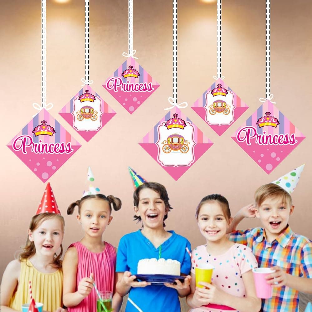 Balloonistics Princess Theme Hanging Decorations Double-Sided Cardstock Party Room Decor Birthday Backdrop for Girls (Hangings - Pack of 12) thumbnail 4