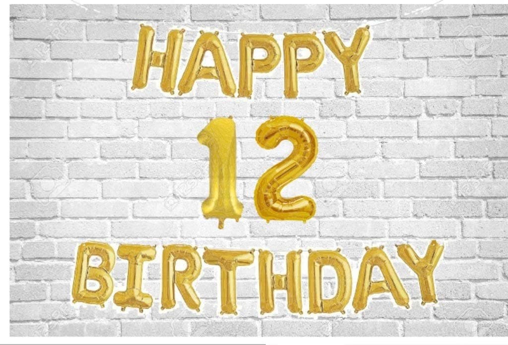 Balloonistics Happy Birthday Letter Golden Foil Balloons and Number Golden Foil Balloon for Party Decoration (Number 12) thumbnail 1