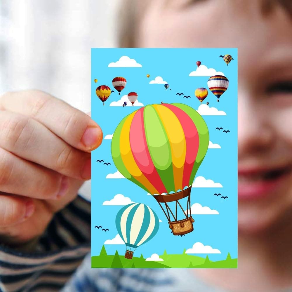 Balloonistics Hot Air Balloon Theme Birthday Invitation Cards - Pack of 10 Up & Away Party Invites - Premium Cardstock "Adventure Awaits" Fill-in Invitations, Whimsical Pastel Sky & Cloud Birthday Supplies (Invite Cards - Pack of 10) thumbnail 2