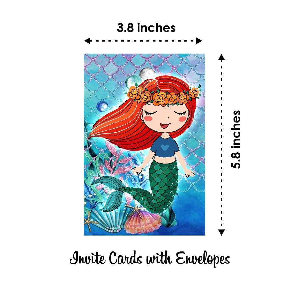 Balloonistics Mermaid Birthday Invitation Cards Double-Sided Premium Cardstock Invitations Under the Sea Theme Party Supplies (Invite Cards - Pack of 10) thumbnail 6