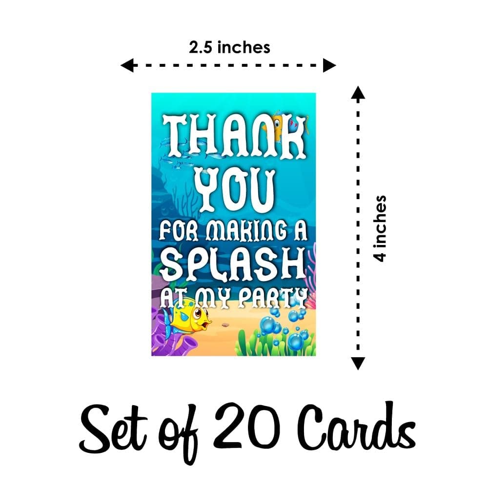 Balloonistics Ocean Underwater Theme Birthday Thank You Cards Cardstock Notes for Return Gifts Party Supplies for Kids Birthday (Thank you Cards - Pack of 20) thumbnail 6